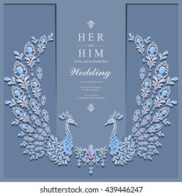 Wedding invitation or card with abstract background. Islam, Arabic, Indian, Dubai.