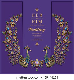 Wedding invitation or card with abstract background. Islam, Arabic, Indian, Dubai.