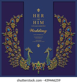 Wedding invitation or card with abstract background. Islam, Arabic, Indian, Dubai.