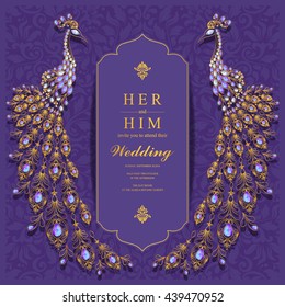 Wedding invitation or card with abstract background. Islam, Arabic, Indian, Dubai.