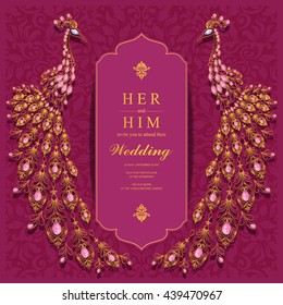 Wedding invitation or card with abstract background. Islam, Arabic, Indian, Dubai.