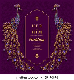 Indian Wedding Invitation Card Templates Gold Stock Vector (Royalty ...