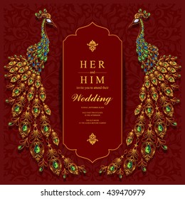 Wedding invitation or card with abstract background. Islam, Arabic, Indian, Dubai.