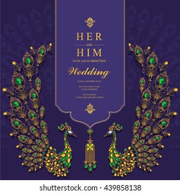 Wedding invitation or card with abstract background. Islam, Arabic, Indian, Dubai.