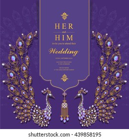 Wedding invitation or card with abstract background. Islam, Arabic, Indian, Dubai.