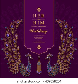 Wedding invitation or card with abstract background. Islam, Arabic, Indian, Dubai.