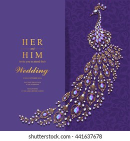 Wedding invitation or card with abstract background. Islam, Arabic, Indian, Dubai.