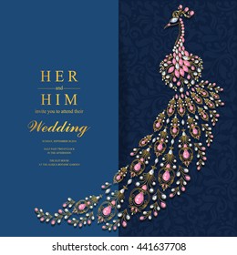 Wedding invitation or card with abstract background. Islam, Arabic, Indian, Dubai.