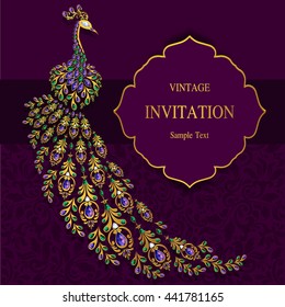 Wedding invitation or card with abstract background. Islam, Arabic, Indian, Dubai.