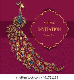 Wedding invitation or card with abstract background. Islam, Arabic, Indian, Dubai.