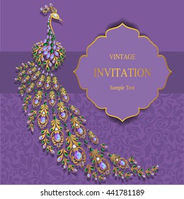 Wedding invitation or card with abstract background. Islam, Arabic, Indian, Dubai.