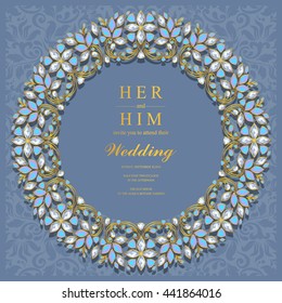 Wedding invitation or card with abstract background. Islam, Arabic, Indian, Dubai.