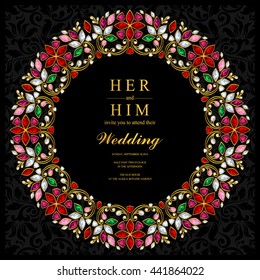 Wedding invitation or card with abstract background. Islam, Arabic, Indian, Dubai.