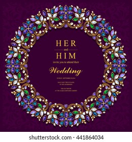 Wedding invitation or card with abstract background. Islam, Arabic, Indian, Dubai.