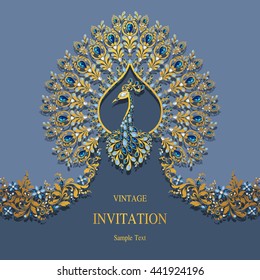 Wedding invitation or card with abstract background. Islam, Arabic, Indian, Dubai.