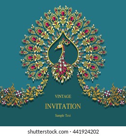 Wedding invitation or card with abstract background. Islam, Arabic, Indian, Dubai.