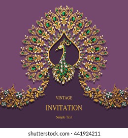 Wedding invitation or card with abstract background. Islam, Arabic, Indian, Dubai.