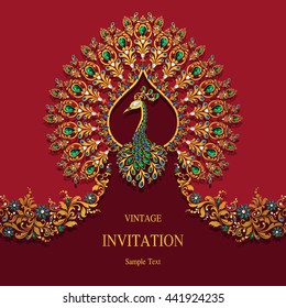 Invitación de boda o tarjeta con fondo abstracto. Islam, árabe, indio, Dubai.