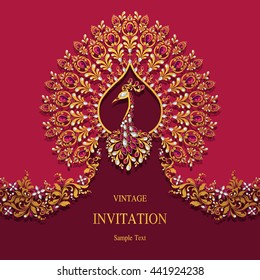 Invitación de boda o tarjeta con fondo abstracto. Islam, árabe, indio, Dubai.