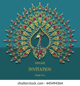 Wedding invitation or card with abstract background. Islam, Arabic, Indian, Dubai.
