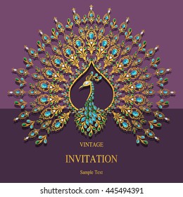 Wedding invitation or card with abstract background. Islam, Arabic, Indian, Dubai.