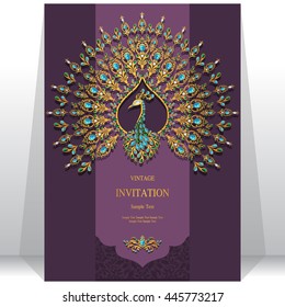 Wedding invitation or card with abstract background. Islam, Arabic, Indian, Dubai.