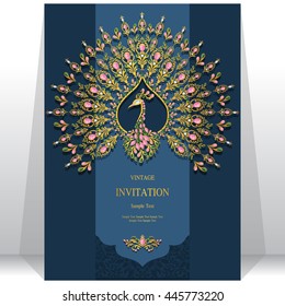 Wedding invitation or card with abstract background. Islam, Arabic, Indian, Dubai.
