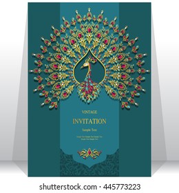 Wedding invitation or card with abstract background. Islam, Arabic, Indian, Dubai.