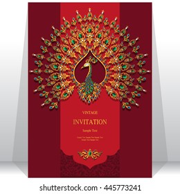 Wedding invitation or card with abstract background. Islam, Arabic, Indian, Dubai.