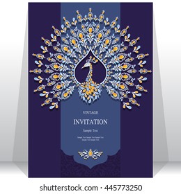 Wedding invitation or card with abstract background. Islam, Arabic, Indian, Dubai.