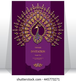 Wedding Invitation Or Card With Abstract Background. Islam, Arabic, Indian, Dubai.