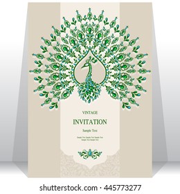 Wedding invitation or card with abstract background. Islam, Arabic, Indian, Dubai.