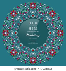 Wedding invitation or card with abstract background. Islam, Arabic, Indian, Dubai.