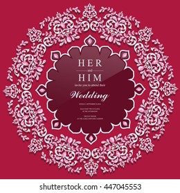 Wedding invitation or card with abstract background. Islam, Arabic, Indian, Dubai.