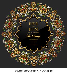 Wedding invitation or card with abstract background. Islam, Arabic, Indian, Dubai.