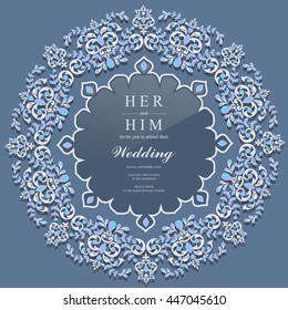 Wedding invitation or card with abstract background. Islam, Arabic, Indian, Dubai.