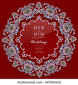 Wedding invitation or card with abstract background. Islam, Arabic, Indian, Dubai.