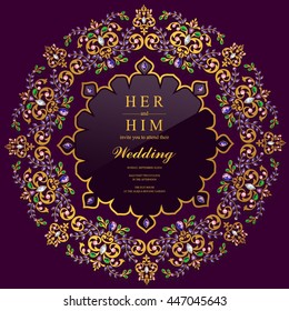 Wedding invitation or card with abstract background. Islam, Arabic, Indian, Dubai.