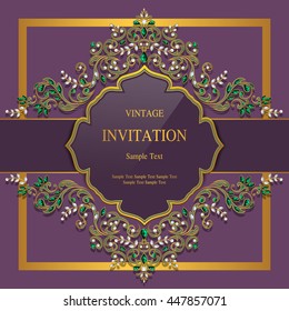 Wedding invitation or card with abstract background. Islam, Arabic, Indian, Dubai.