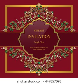 Wedding invitation or card with abstract background. Islam, Arabic, Indian, Dubai.