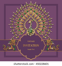 Wedding invitation or card with abstract background. Islam, Arabic, Indian, Dubai.