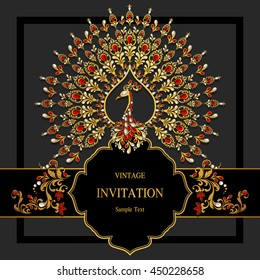 Wedding invitation or card with abstract background. Islam, Arabic, Indian, Dubai.