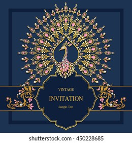 Wedding invitation or card with abstract background. Islam, Arabic, Indian, Dubai.