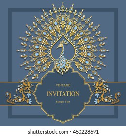 Wedding invitation or card with abstract background. Islam, Arabic, Indian, Dubai.