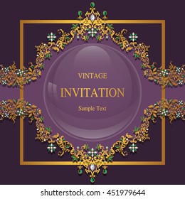 Wedding invitation or card with abstract background. Islam, Arabic, Indian, Dubai.