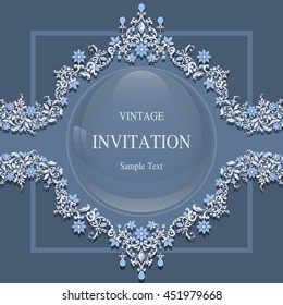 Wedding invitation or card with abstract background. Islam, Arabic, Indian, Dubai.