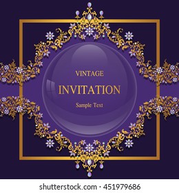 Wedding invitation or card with abstract background. Islam, Arabic, Indian, Dubai.