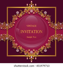 Wedding invitation or card with abstract background. Islam, Arabic, Indian, Dubai.