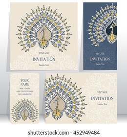 Wedding invitation or card with abstract background. Islam, Arabic, Indian, Dubai.