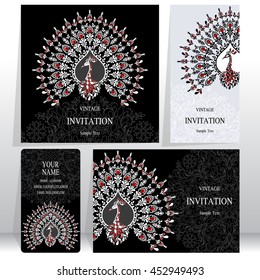 Wedding invitation or card with abstract background. Islam, Arabic, Indian, Dubai.